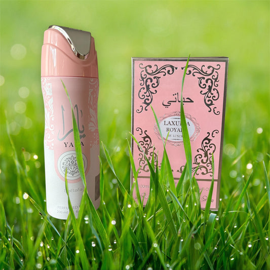 lot parfum 100 ml laxuria royale Yara Rose et déodorant Lattafa Yara Rose
